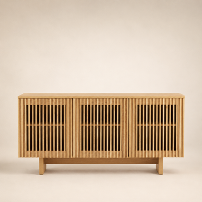 Aparador Marlén, 3 puertas, madera, 150 × 72 cm
