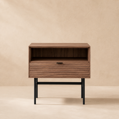 Mesita Sola alta 1 cajón y hueco, madera, 60 × 35 cm