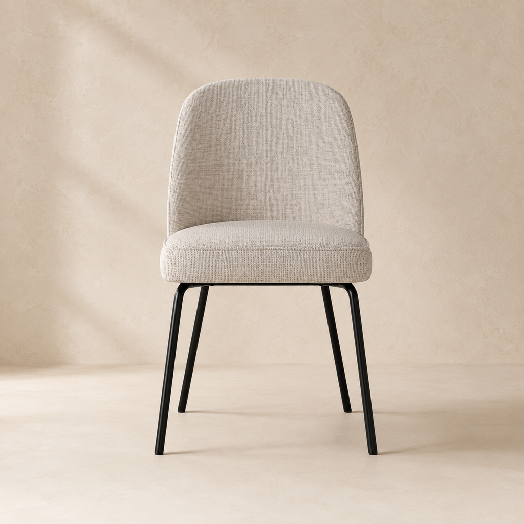 Silla de comedor tapizada, pata metálica