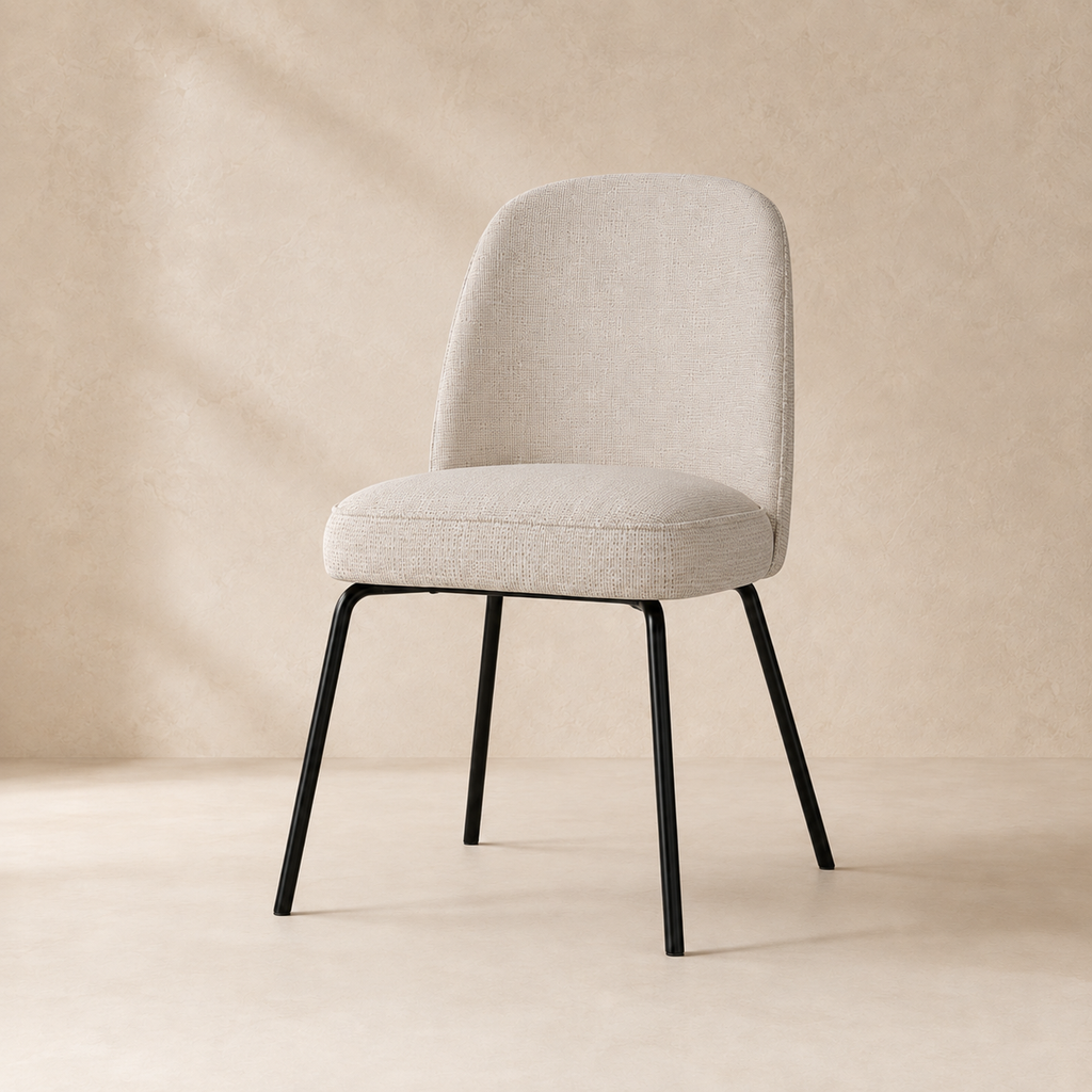 Silla de comedor tapizada, pata metálica
