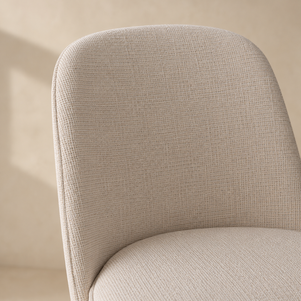 Silla de comedor tapizada, pata metálica