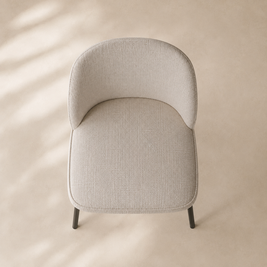 Silla de comedor tapizada, pata metálica