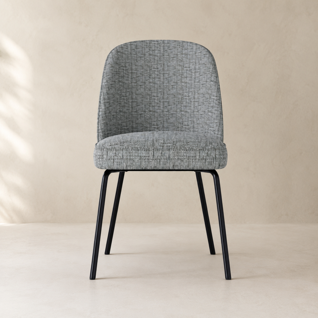 Silla de comedor tapizada, pata metálica