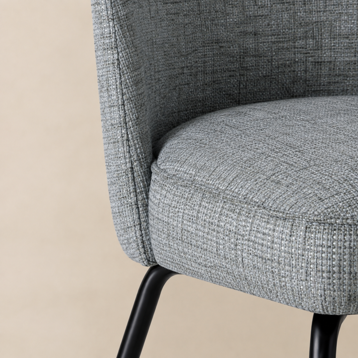 Silla de comedor tapizada, pata metálica