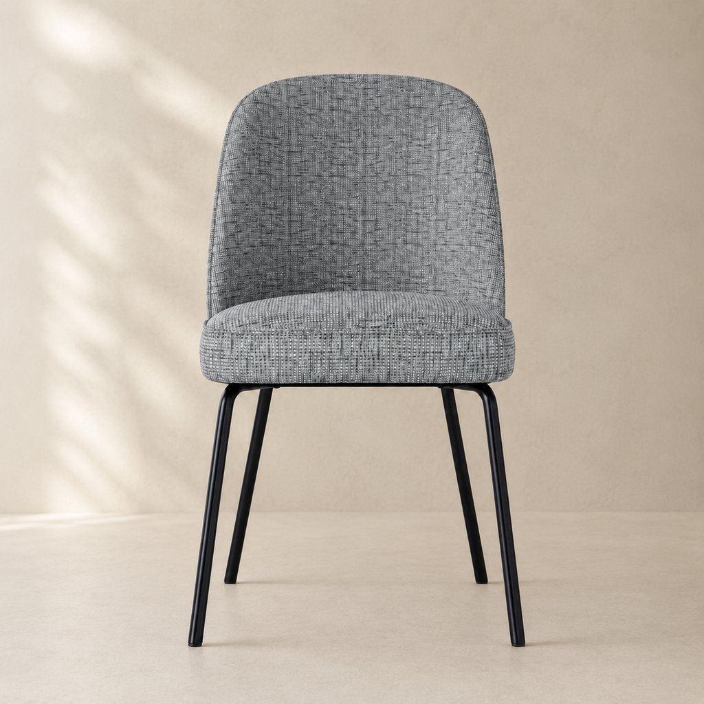 Silla de comedor tapizada, pata metálica