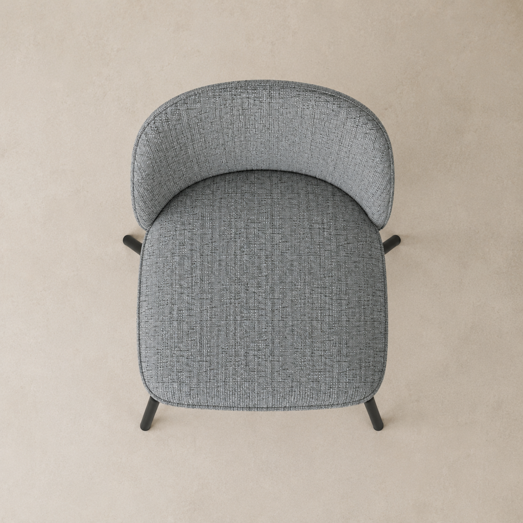 Silla de comedor tapizada, pata metálica
