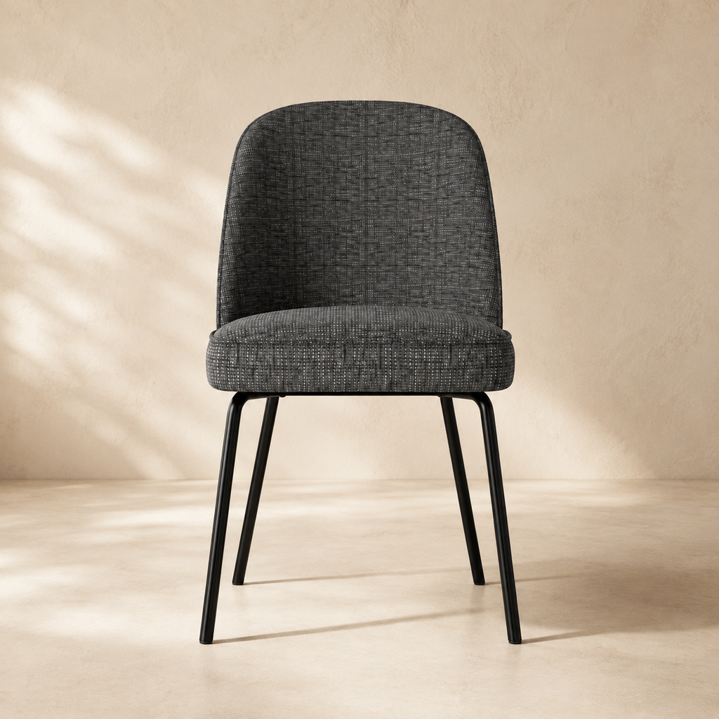 Silla de comedor tapizada, pata metálica
