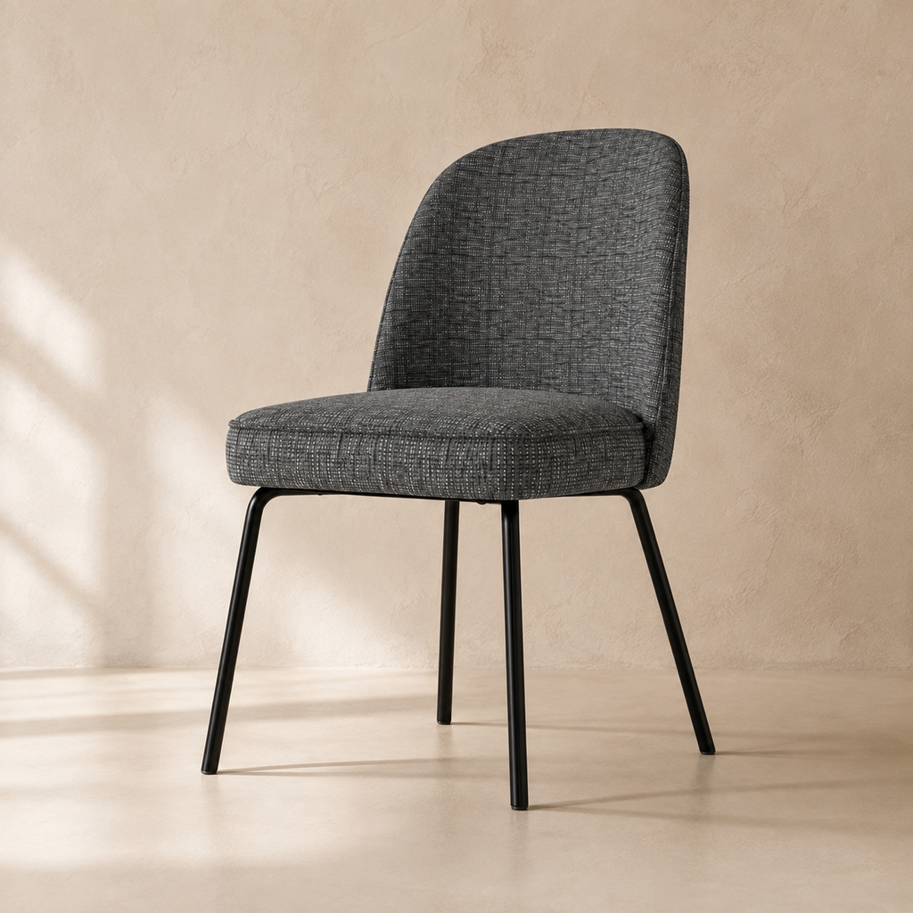 Silla de comedor tapizada, pata metálica