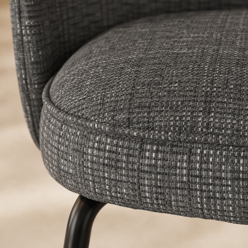 Silla de comedor tapizada, pata metálica