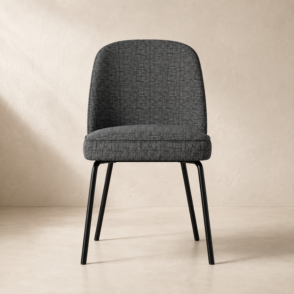 Silla de comedor tapizada, pata metálica