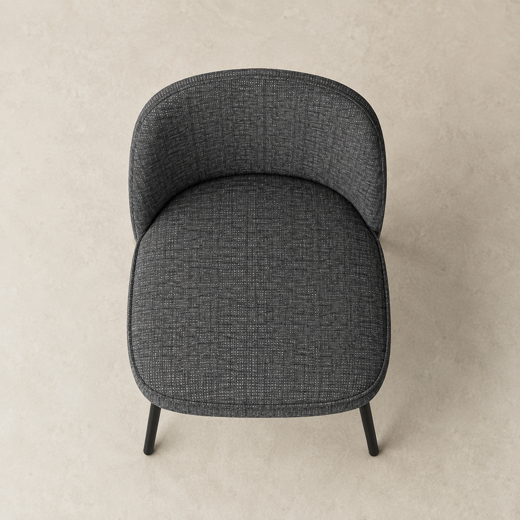 Silla de comedor tapizada, pata metálica