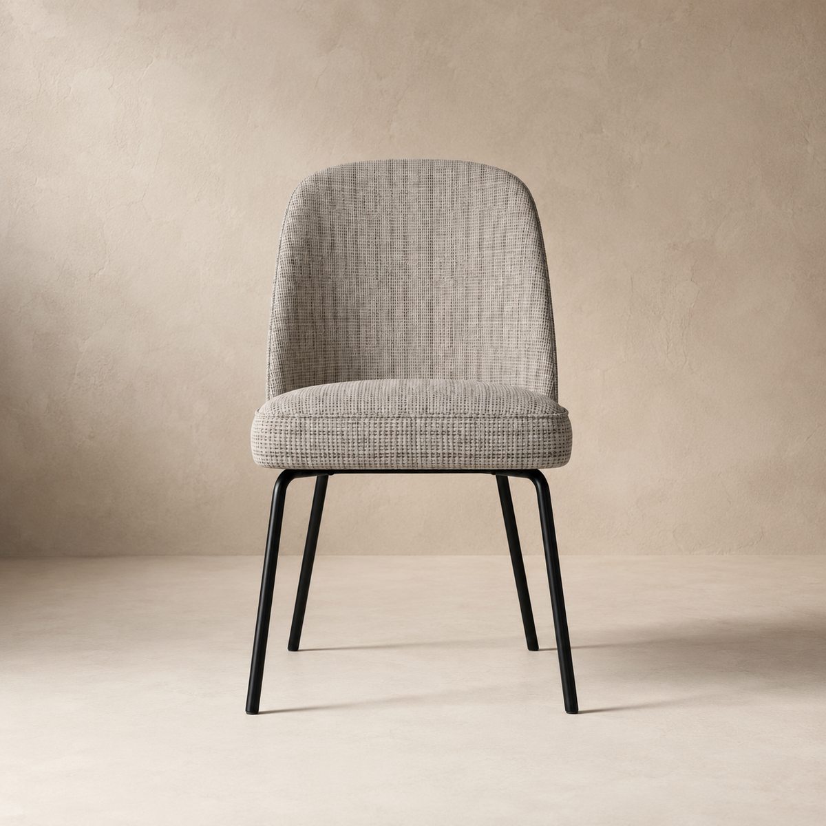 Silla de comedor tapizada, pata metálica