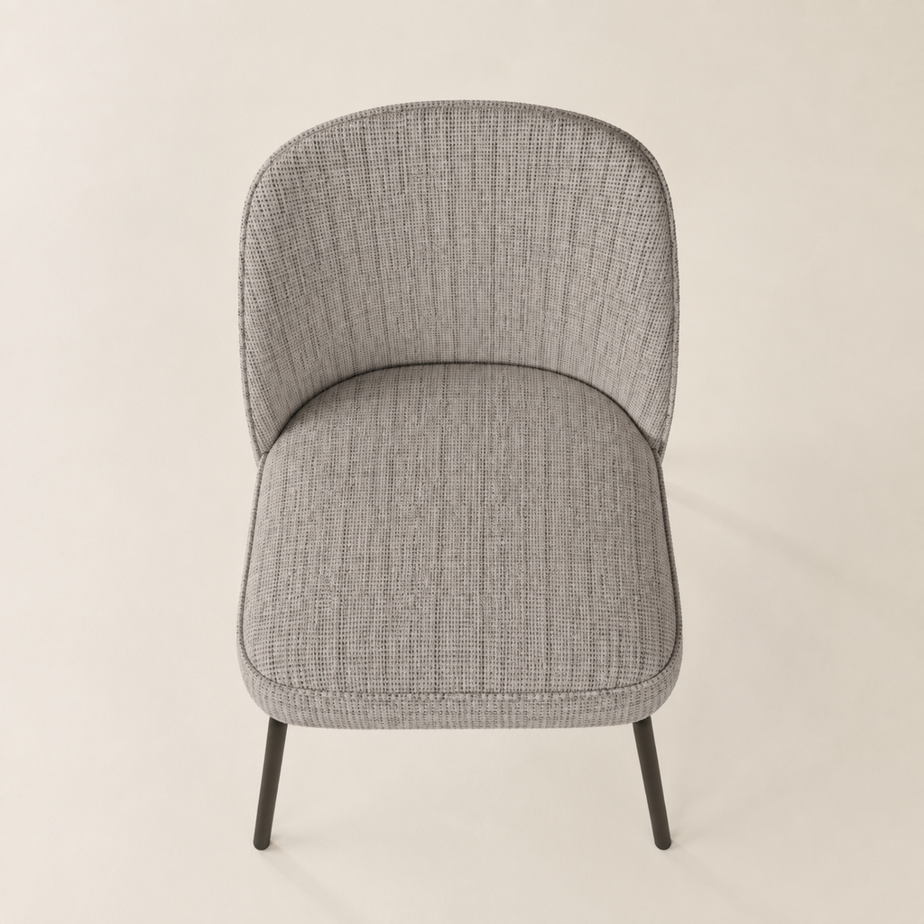 Silla de comedor tapizada, pata metálica