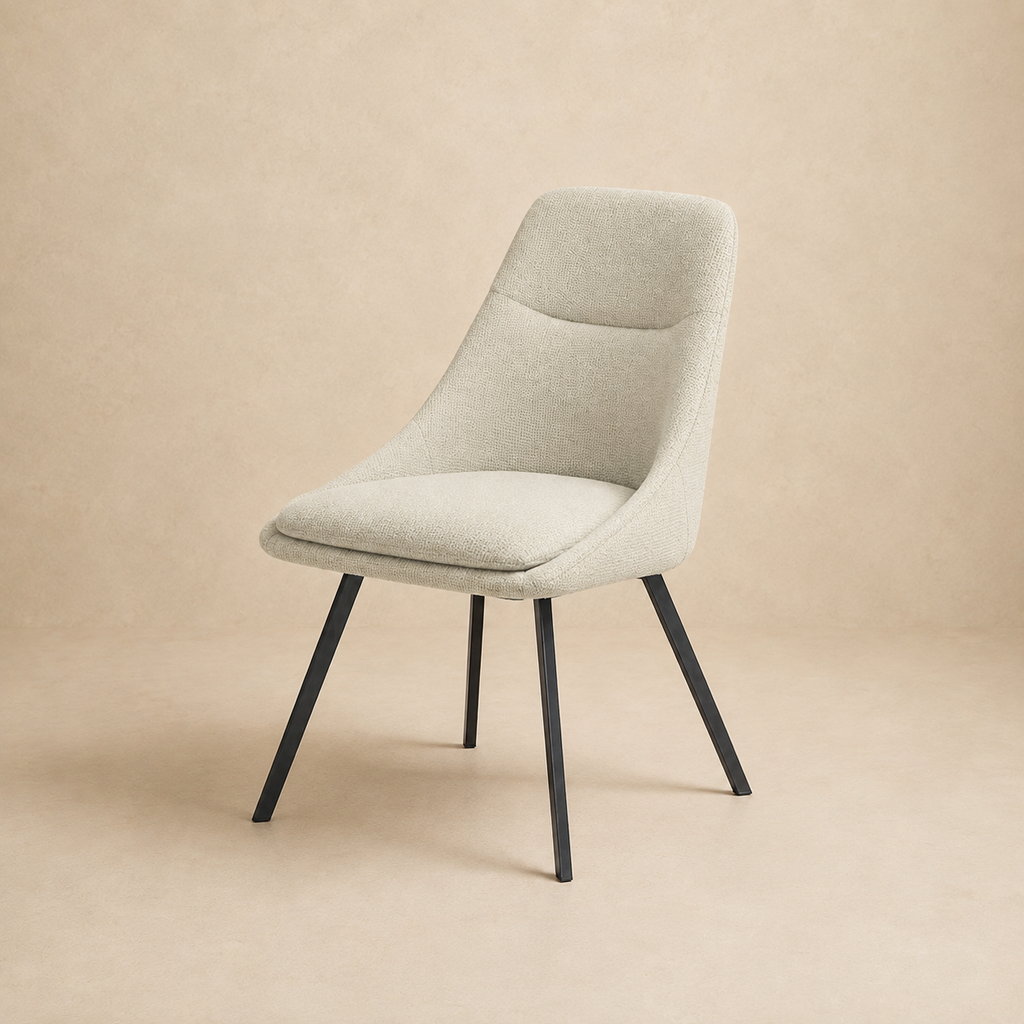 Silla de comedor tapizada, pata metálica