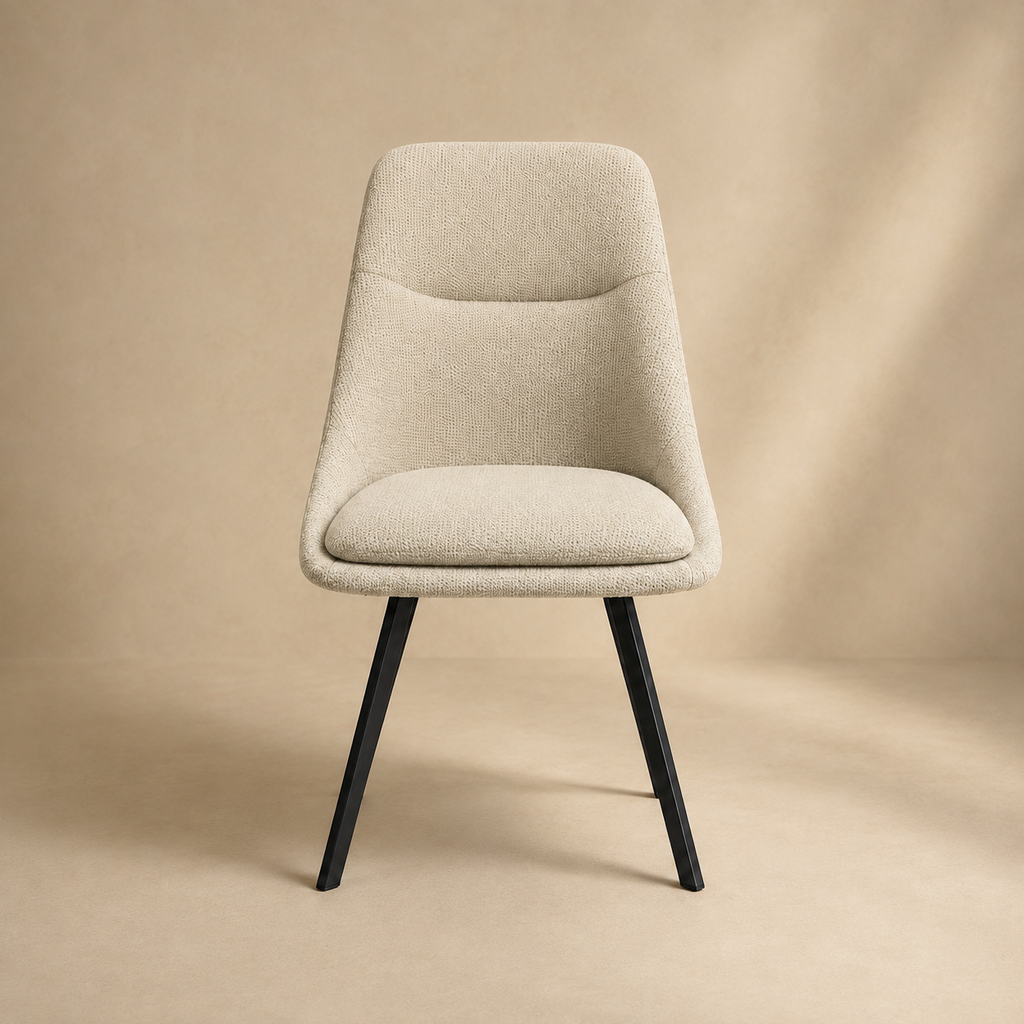 Silla de comedor tapizada, pata metálica