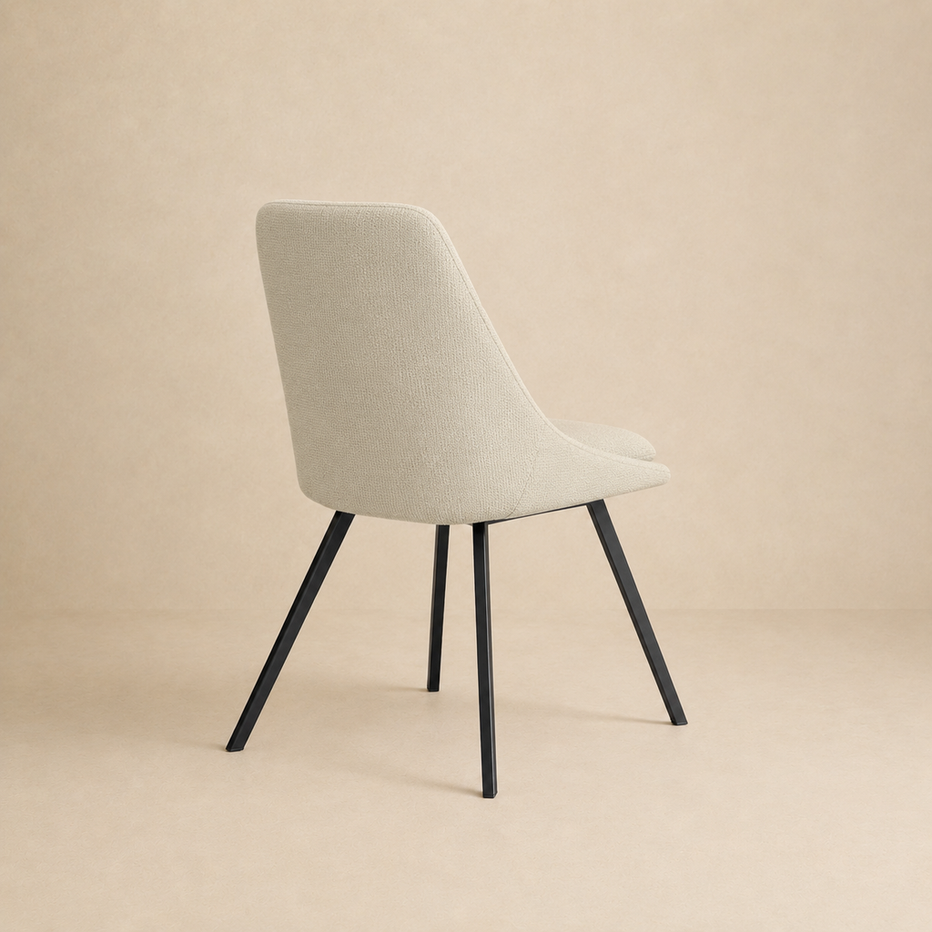 Silla de comedor tapizada, pata metálica