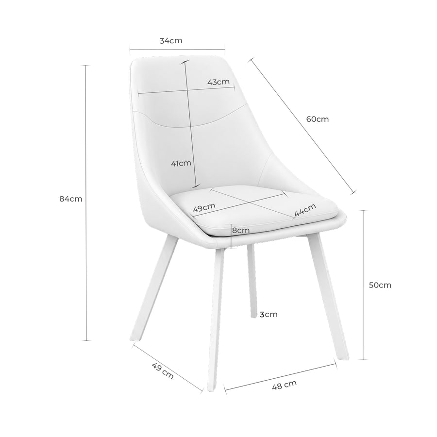 Upholstered dining chair, metal leg