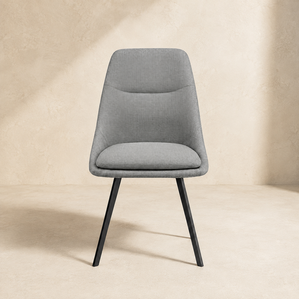 Silla de comedor tapizada, pata metálica