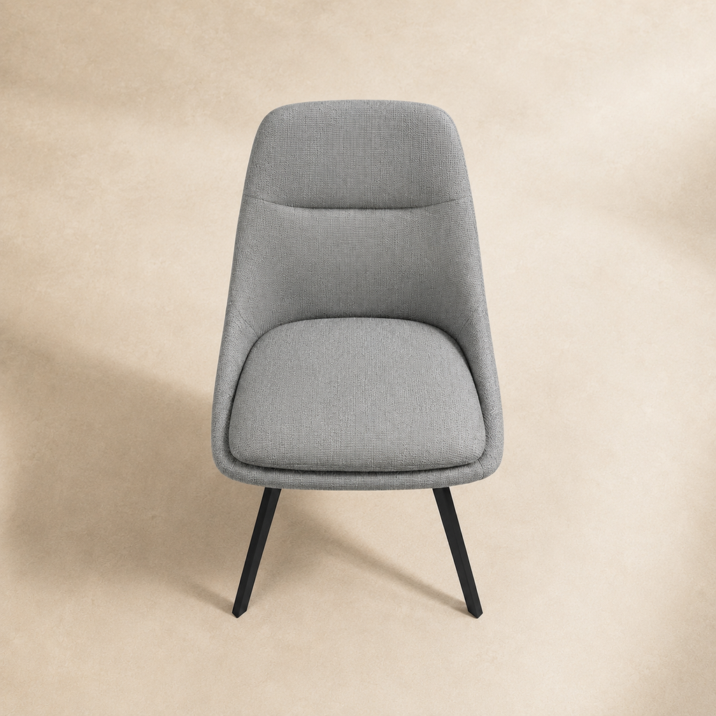 Silla de comedor tapizada, pata metálica