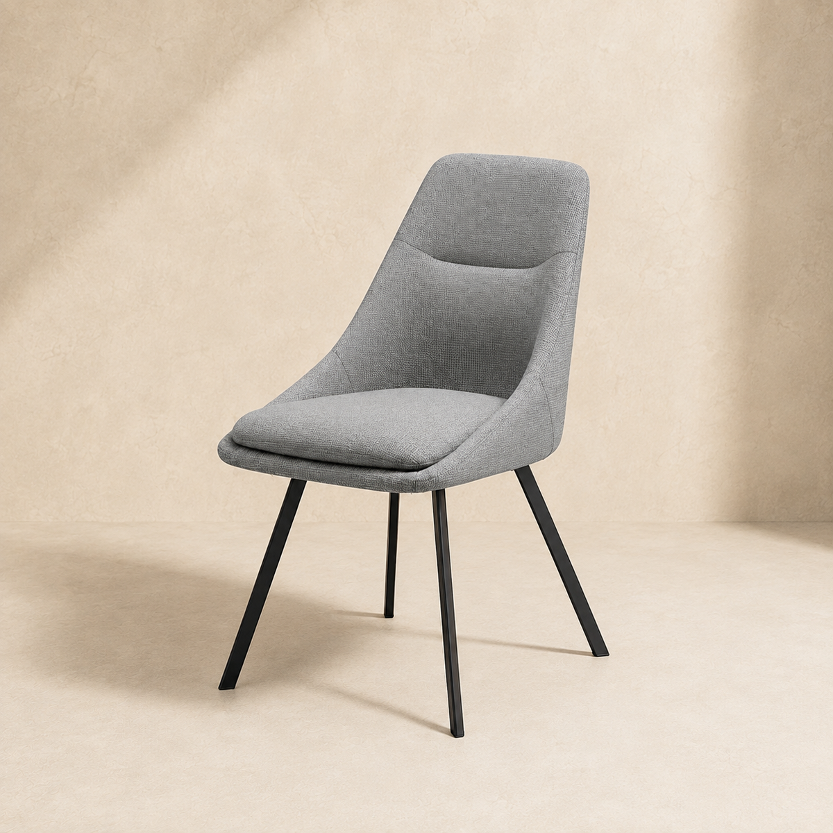 Silla de comedor tapizada, pata metálica