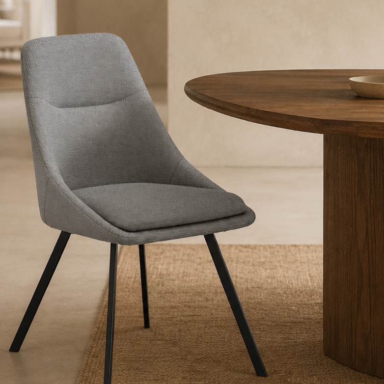 Silla de comedor tapizada, pata metálica