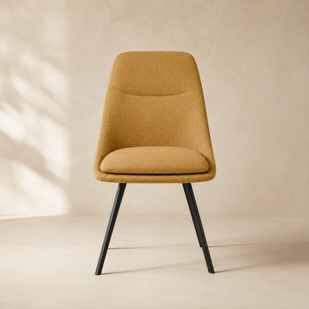 Silla de comedor tapizada, pata metálica