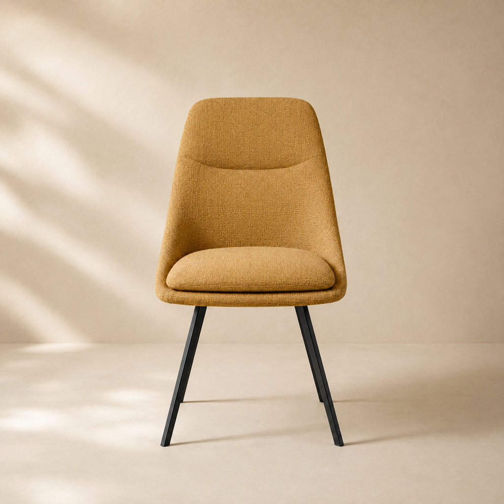 Silla de comedor tapizada, pata metálica