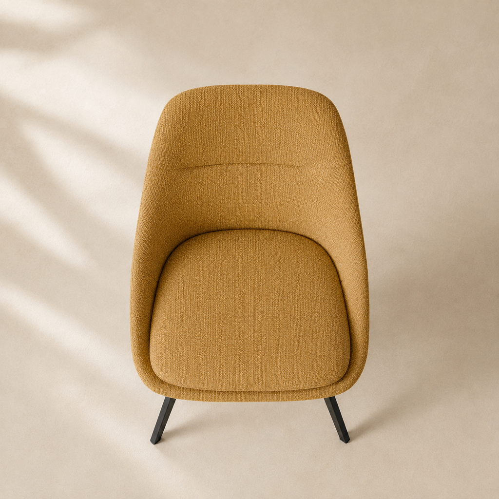 Silla de comedor tapizada, pata metálica