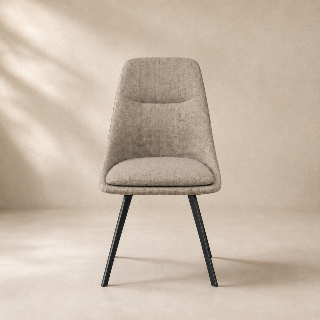 Silla de comedor tapizada, pata metálica