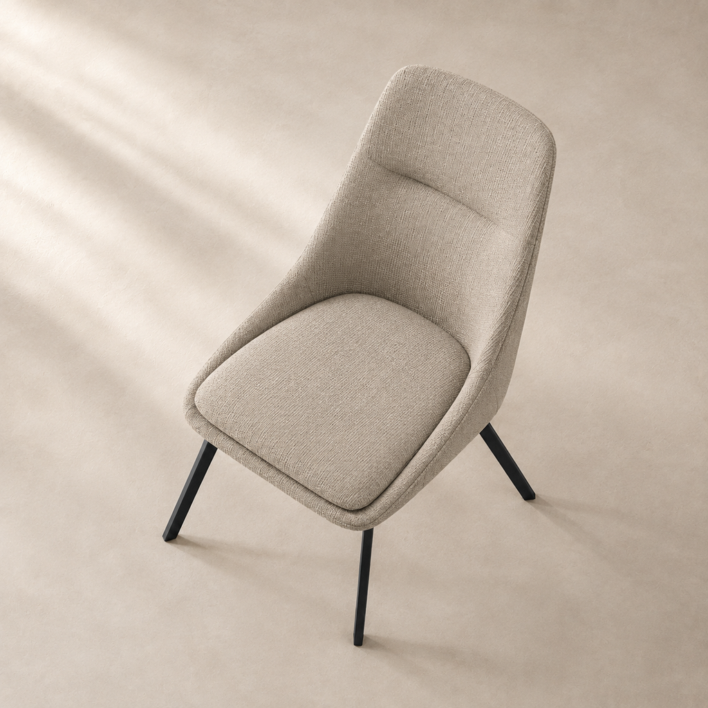 Silla de comedor tapizada, pata metálica
