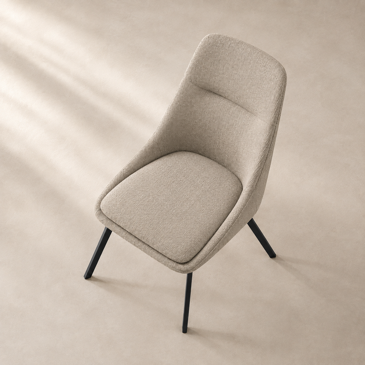 Silla de comedor tapizada, pata metálica
