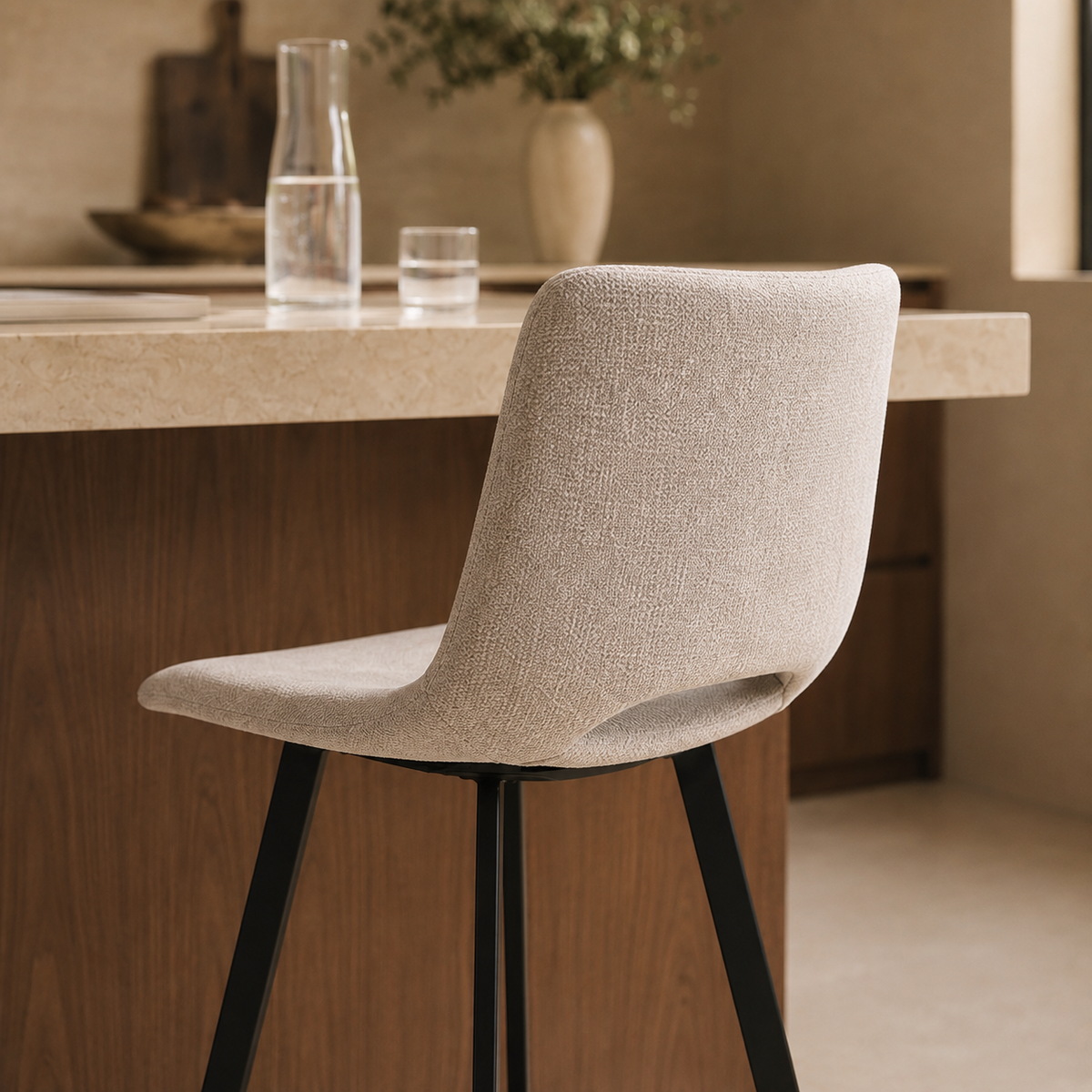 Upholstered high stool with backrest