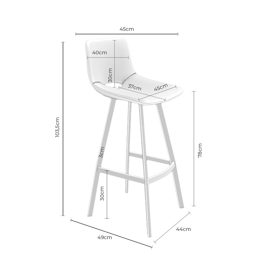 Upholstered high stool with backrest