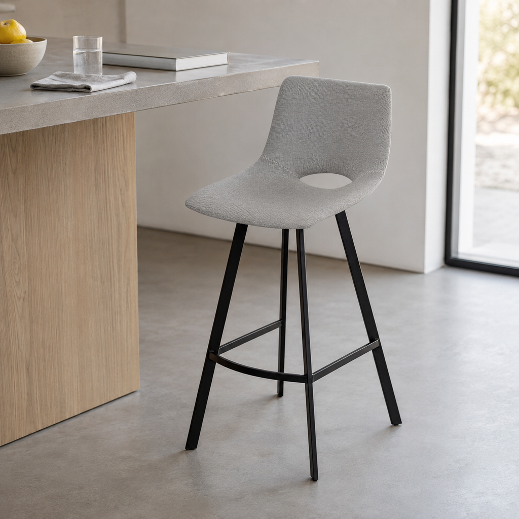 Upholstered high stool with backrest