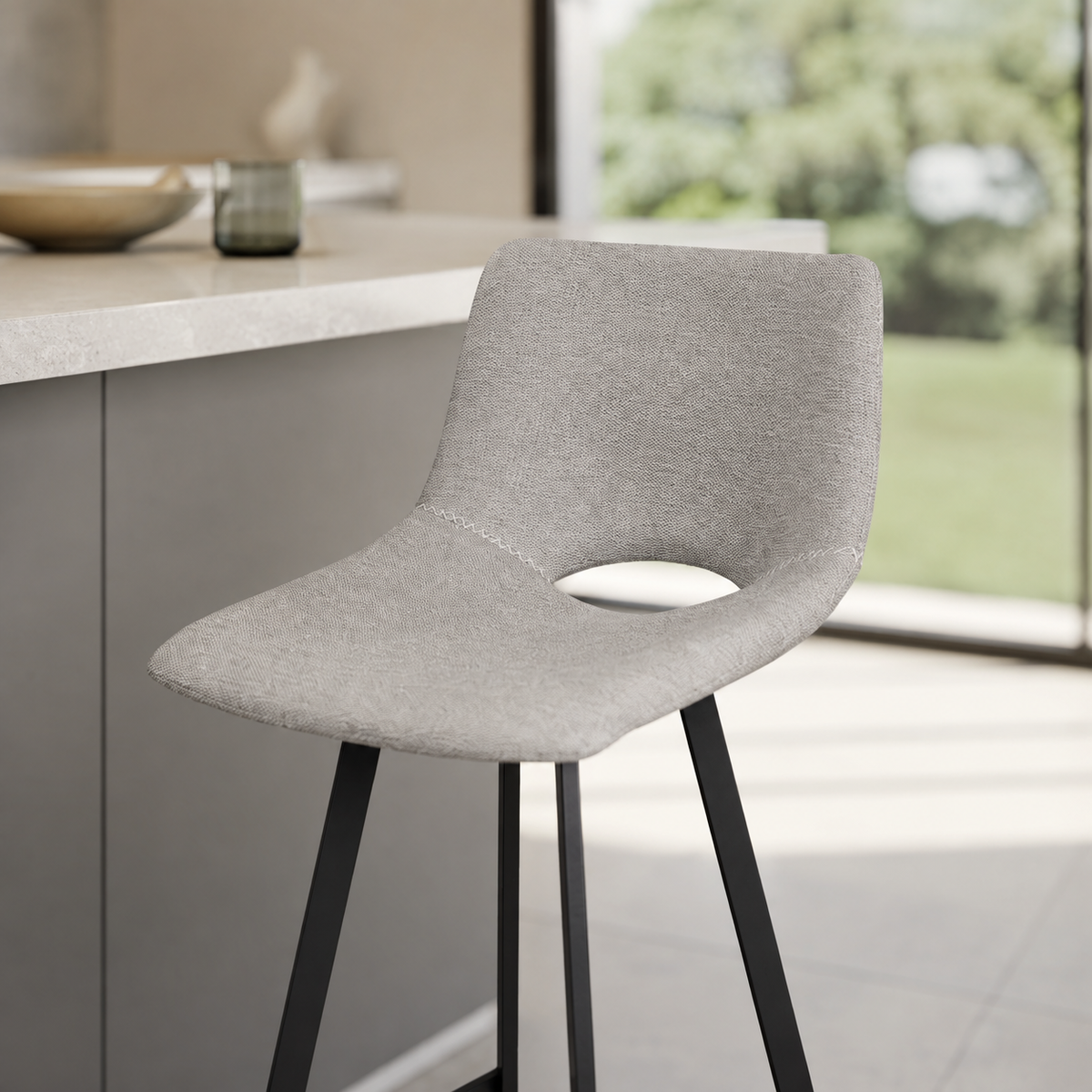 Upholstered high stool with backrest