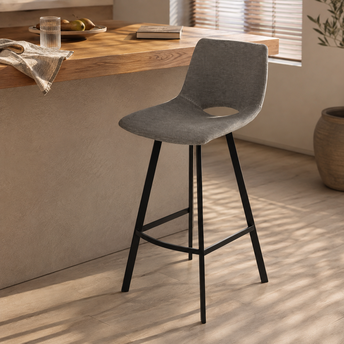Upholstered high stool with backrest