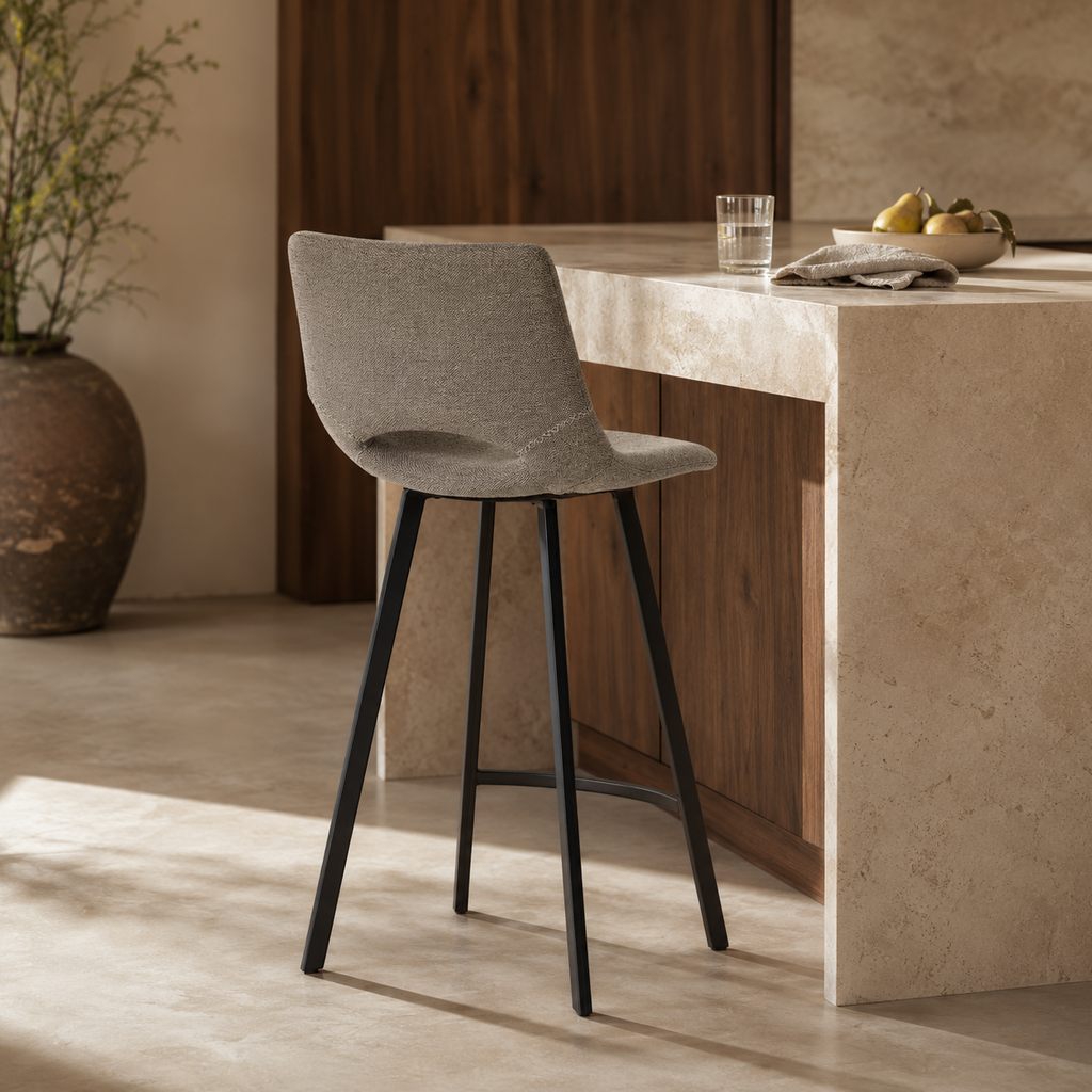 Upholstered high stool with backrest