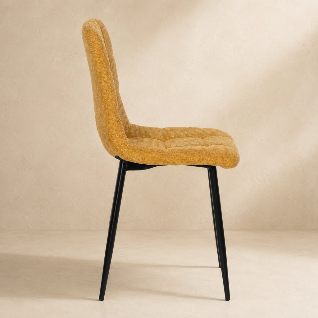 Silla de comedor tapizada, pata metálica
