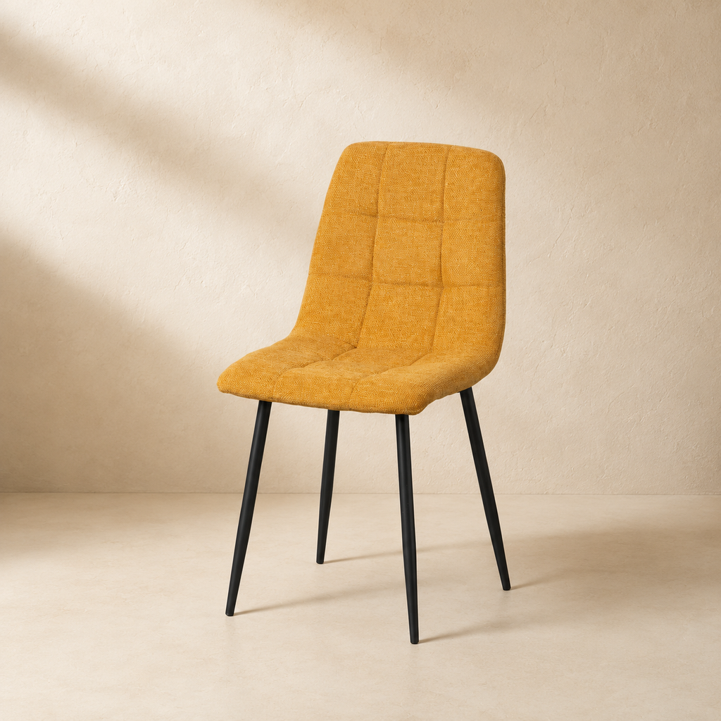 Silla de comedor tapizada, pata metálica