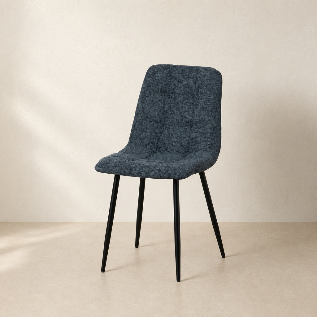 Silla de comedor tapizada, pata metálica