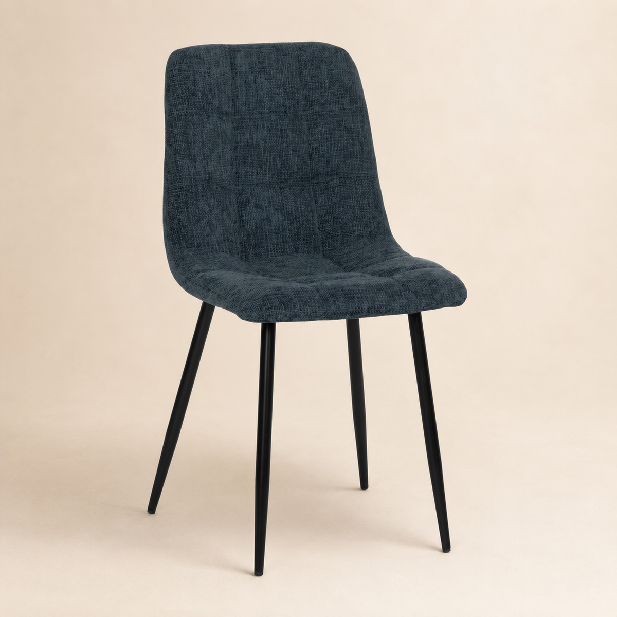 Silla de comedor tapizada, pata metálica