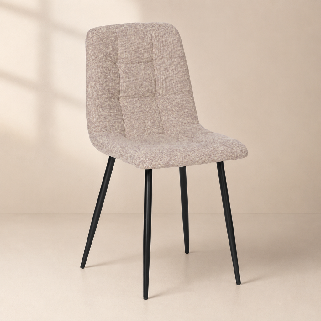 Silla de comedor tapizada, pata metálica