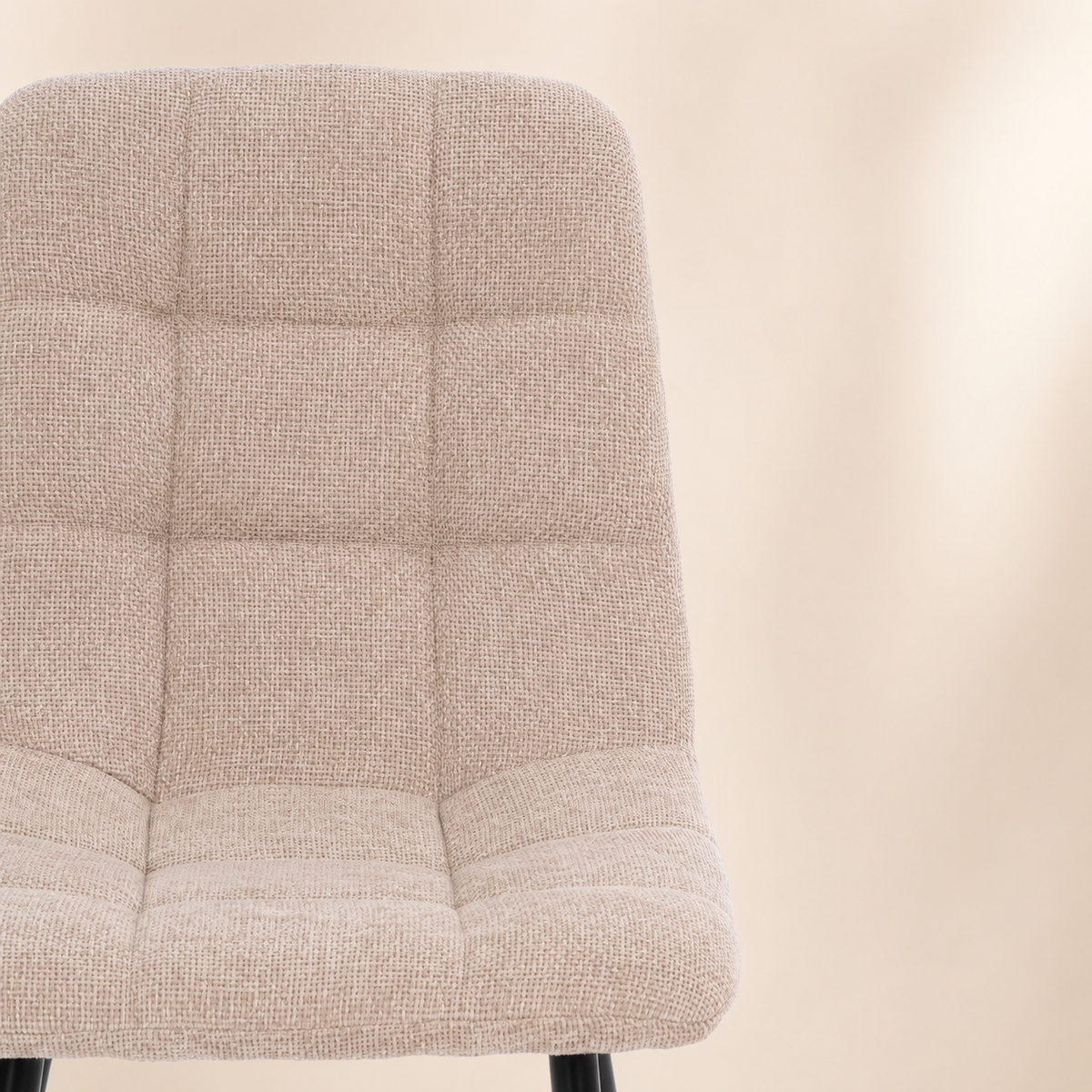 Silla de comedor tapizada, pata metálica