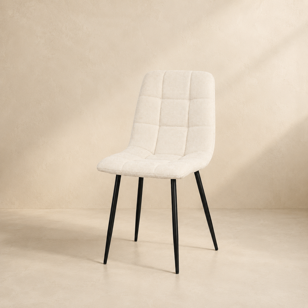 Silla de comedor tapizada, pata metálica
