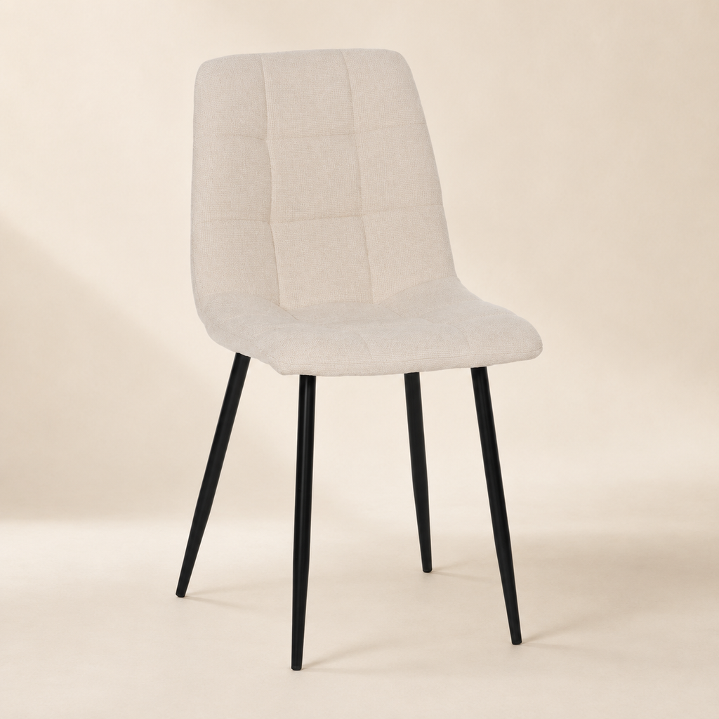 Silla de comedor tapizada, pata metálica