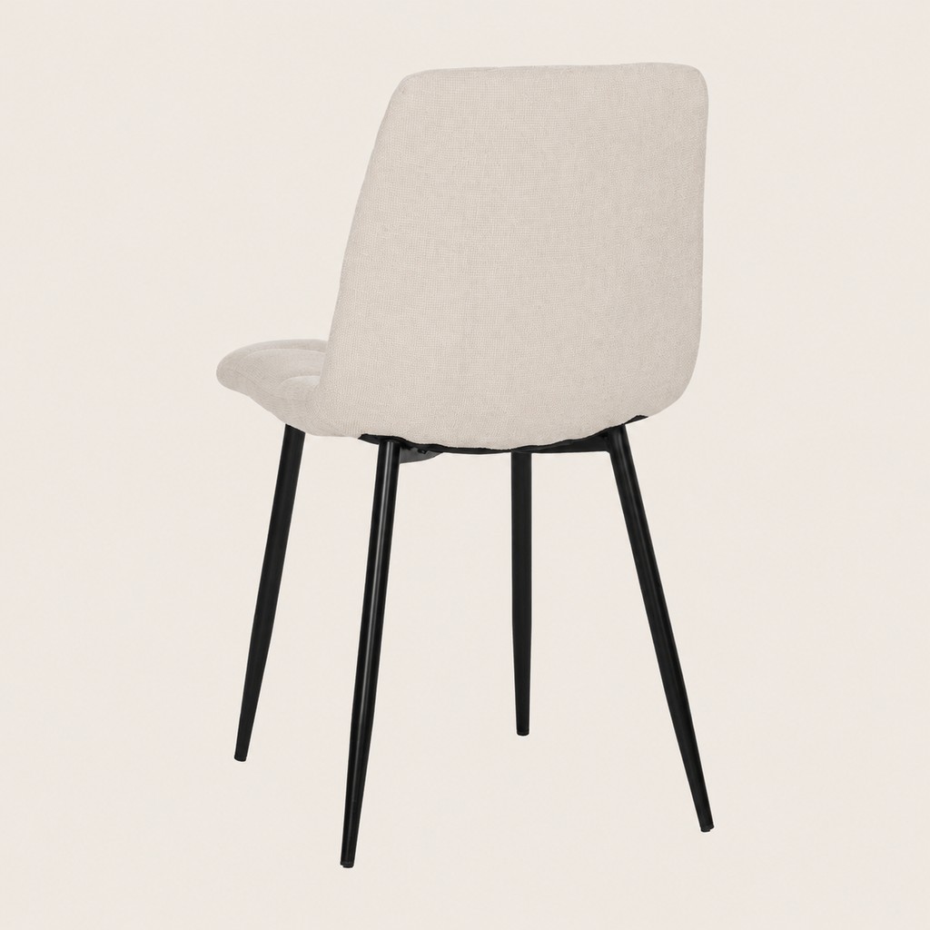Silla de comedor tapizada, pata metálica