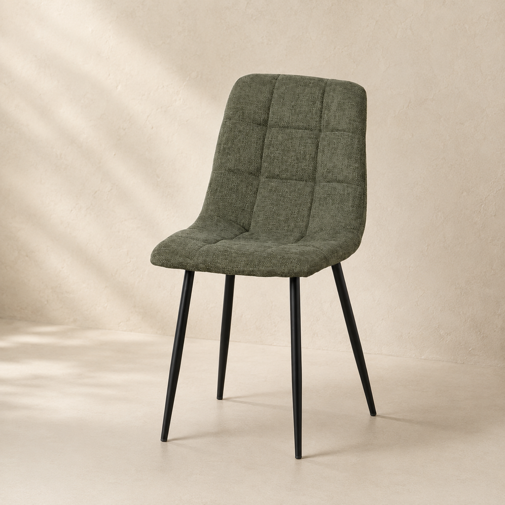 Silla de comedor tapizada, pata metálica