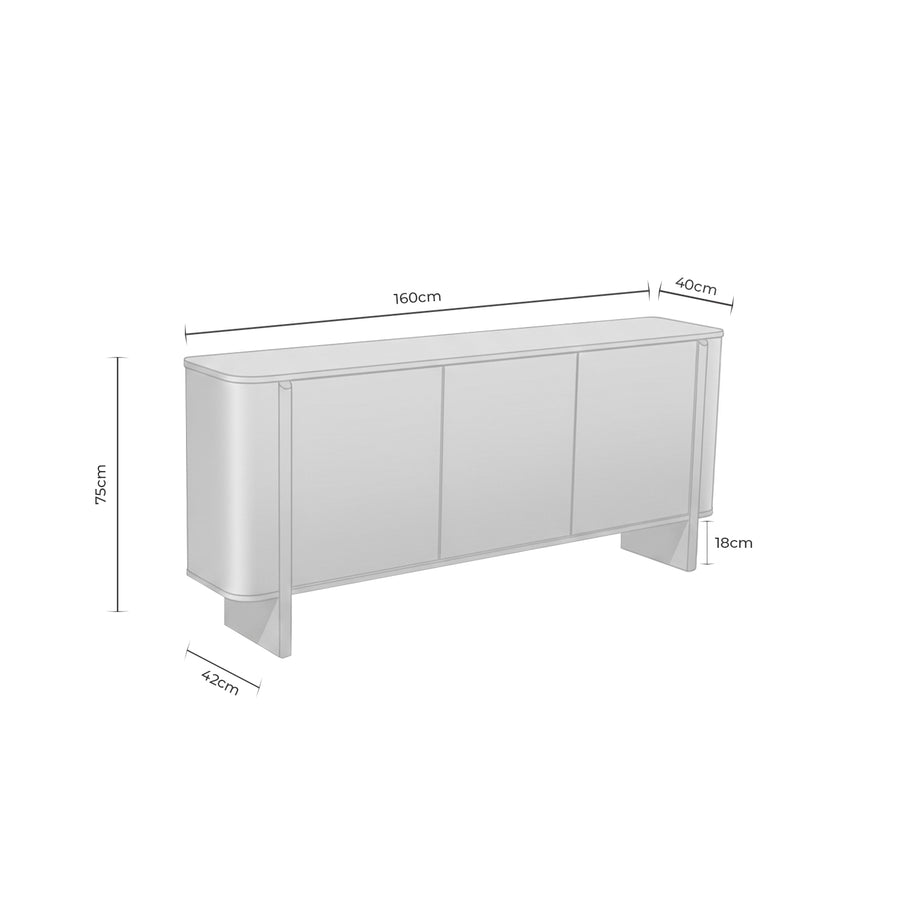 Aparador Brisén 3 puertas, madera, 160 × 75 cm