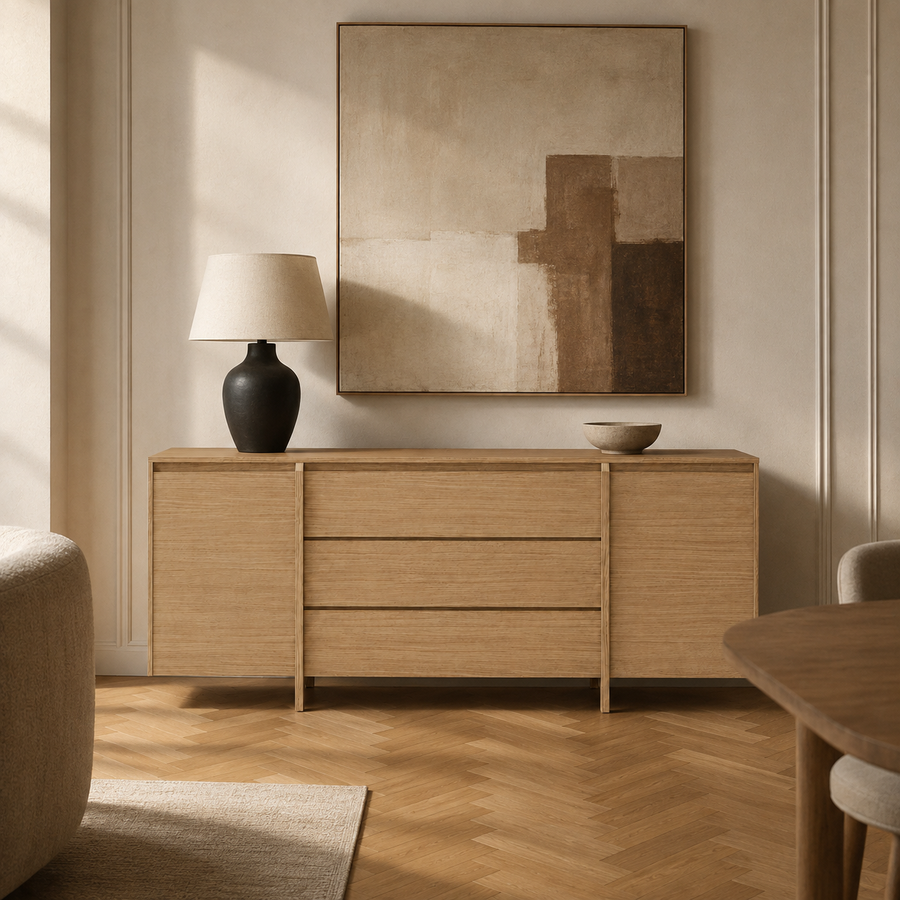 Aparador Roldana, 2 puertas y 3 cajones, madera, 200 x 83 cm