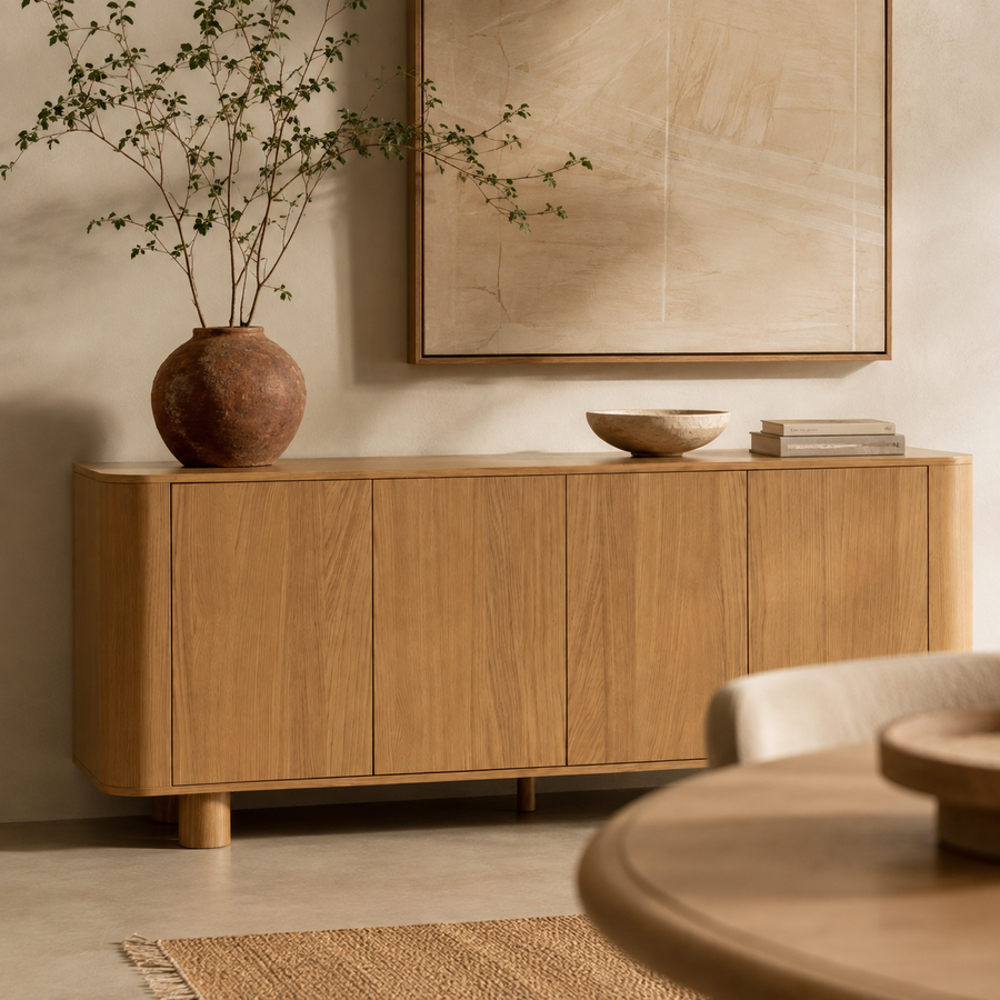 Aparador Coralín 4 puertas, madera, 180 × 75 cm